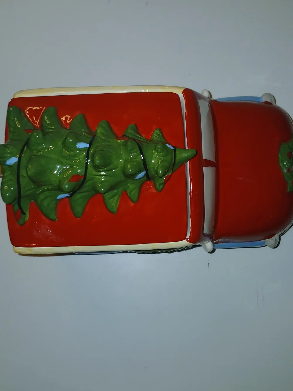 Holiday Time Red and Light Blue Vintage Truck with Green Wreaths